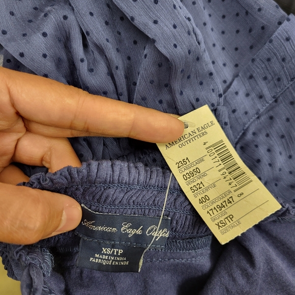 Vintage 2000's American Eagle Navy Sheer Dotted Layered Tank Top *New With Tags* - Picture 4 of 4